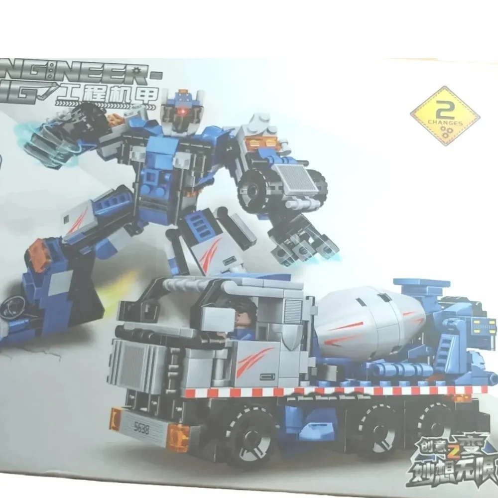 New Engineering Building Block Set Cement Mixer Tranforms Robot 452 Pcs